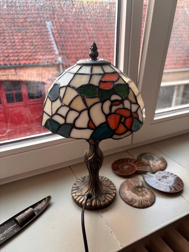 Vintage Tiffany stijl tafel lamp, Tiffany lamp, Vintage, Meerkleurig, E27 (groot)