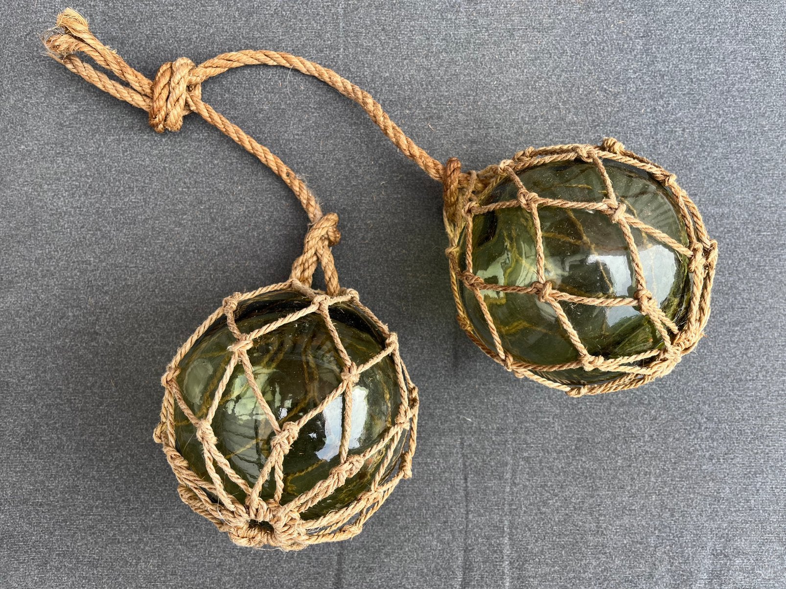 Vintage glazen drijver visnet (set van 2 st), Antiek en Kunst, Ophalen of Verzenden