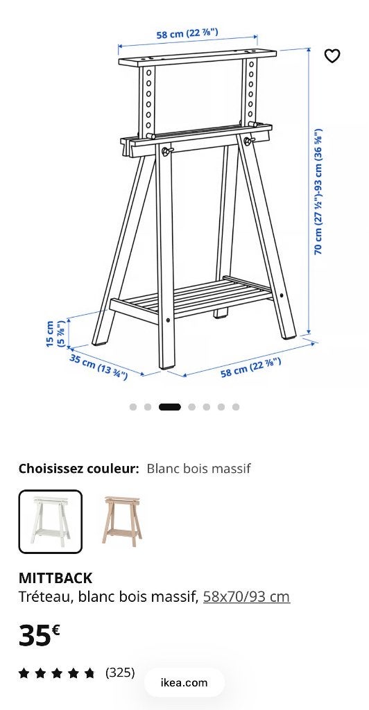 Tréteaux IKEA (lot de 2) MITTBACK, Enlèvement, Comme neuf, IKEA