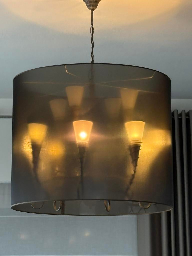Kroonluchter met kap., Huis en Inrichting, Lampen | Kroonluchters, Ophalen, Gebruikt, Metaal