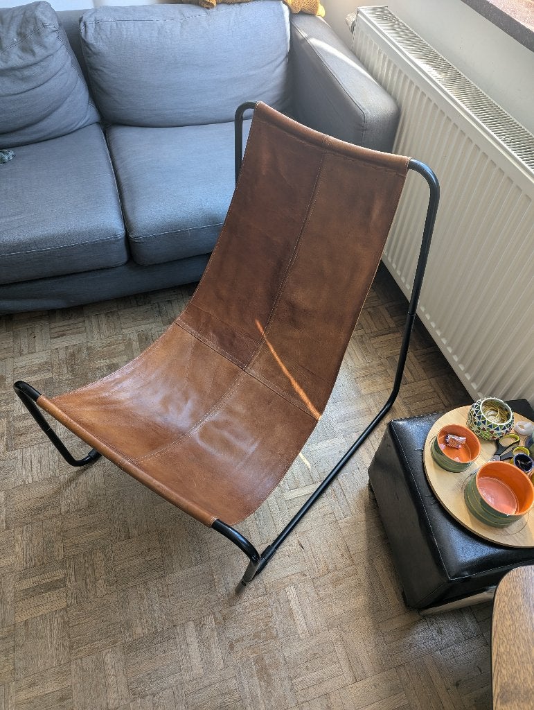 Chaise vintage en cuir, Neuf, Vintage, Brun, Enlèvement