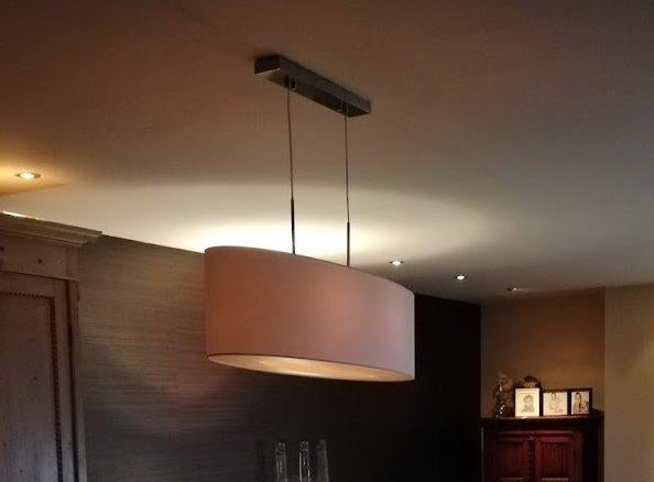 Hanglamp living 100x31x26 - Satijn & nikkel, Ophalen, Stof, Zo goed als nieuw, 75 cm of meer