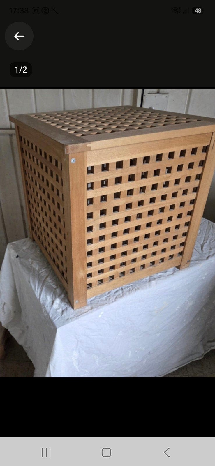 teaken bak, 47x47x47, zeer goede staat, Ophalen