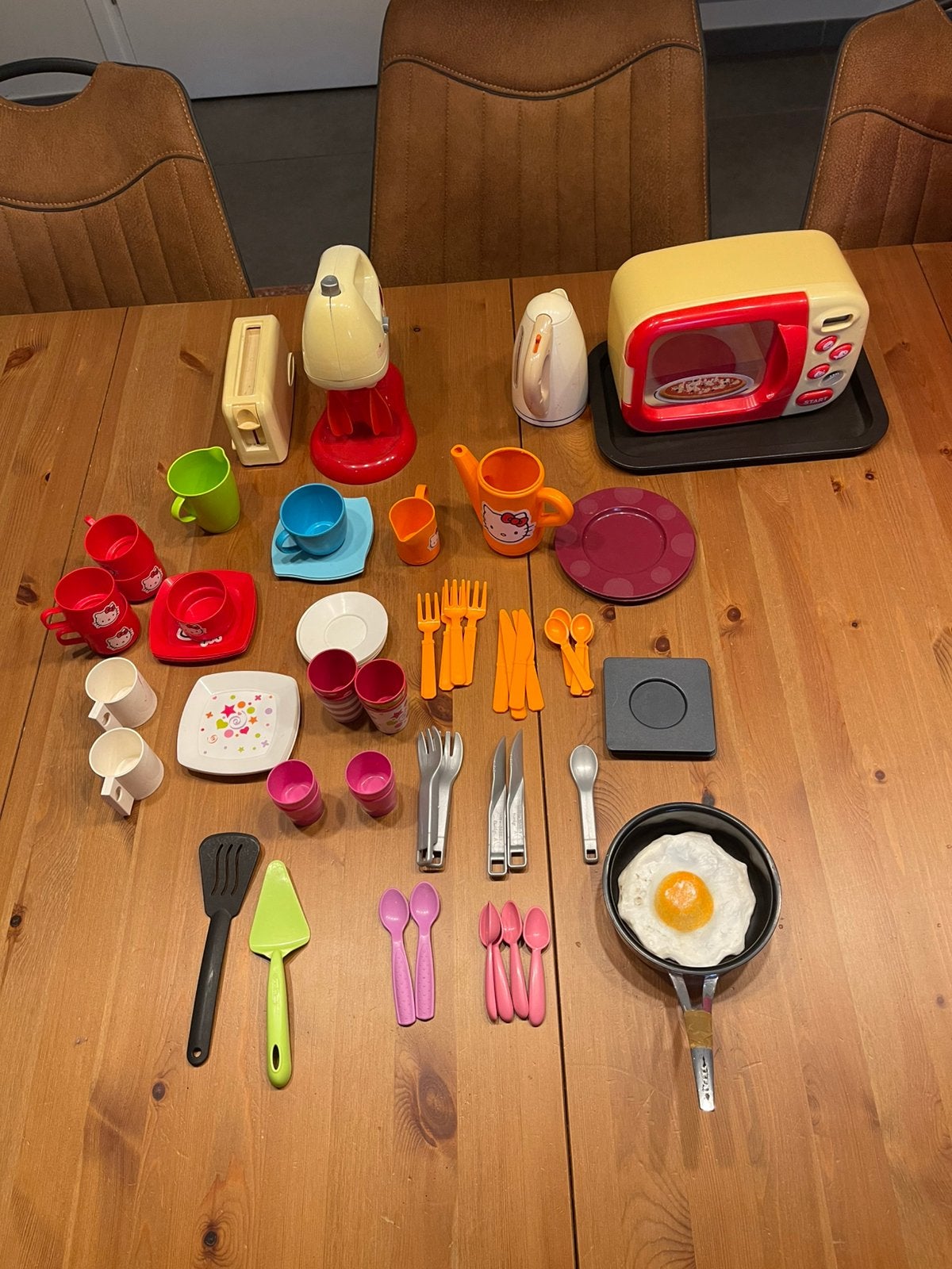 Grote Kinder Keuken Set met Hello Kitty Servies en Apparaten, Ophalen of Verzenden, Gebruikt, Kunststof, Speelkeuken-accessoire