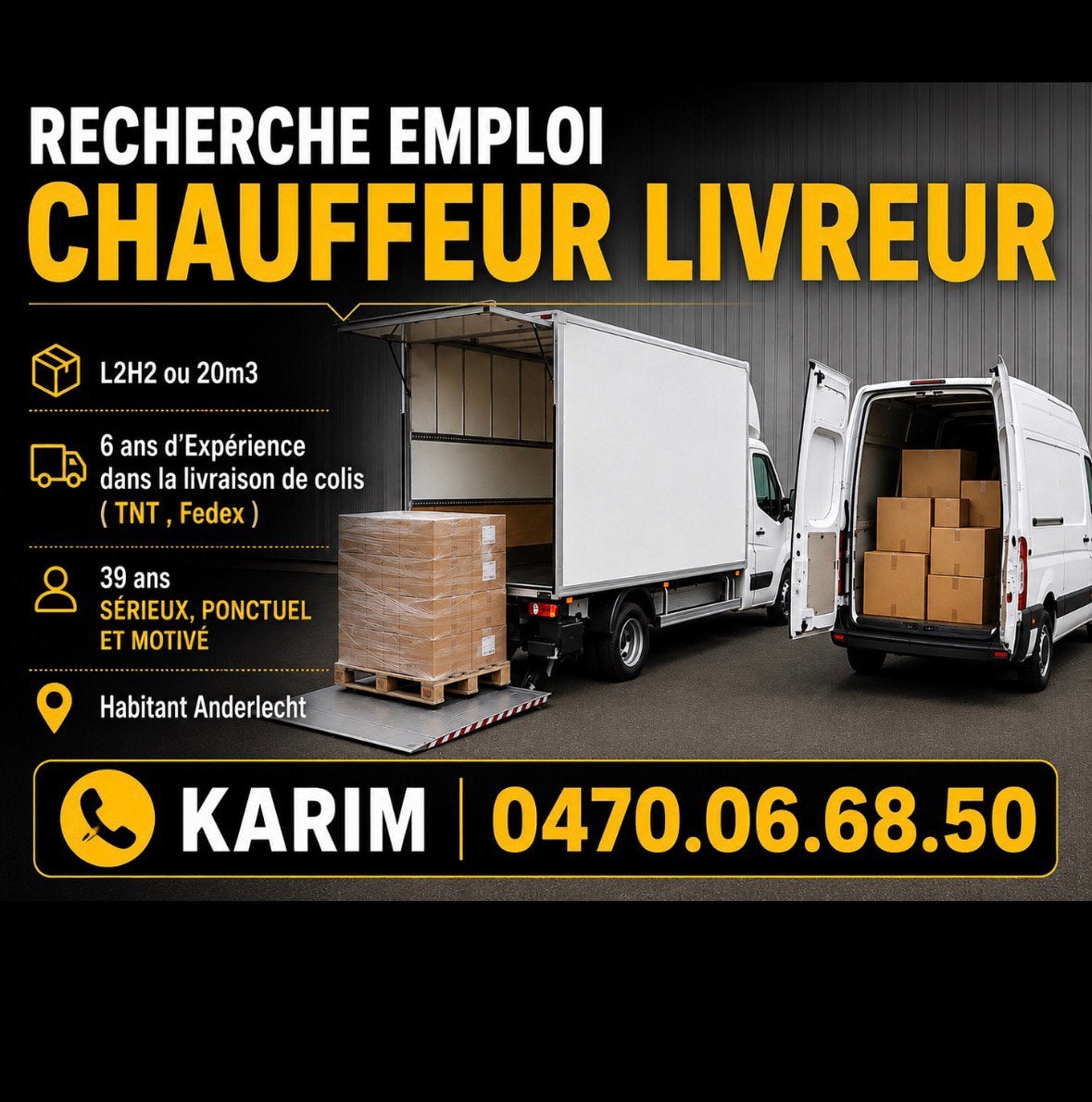 Chauffeur-livreur recherche emploi, Offres d'emploi, Emplois | Chauffeurs