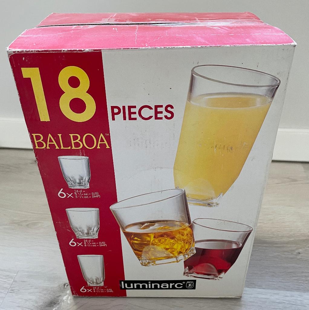 Set de 18 verres Luminarc neufs, Enlèvement