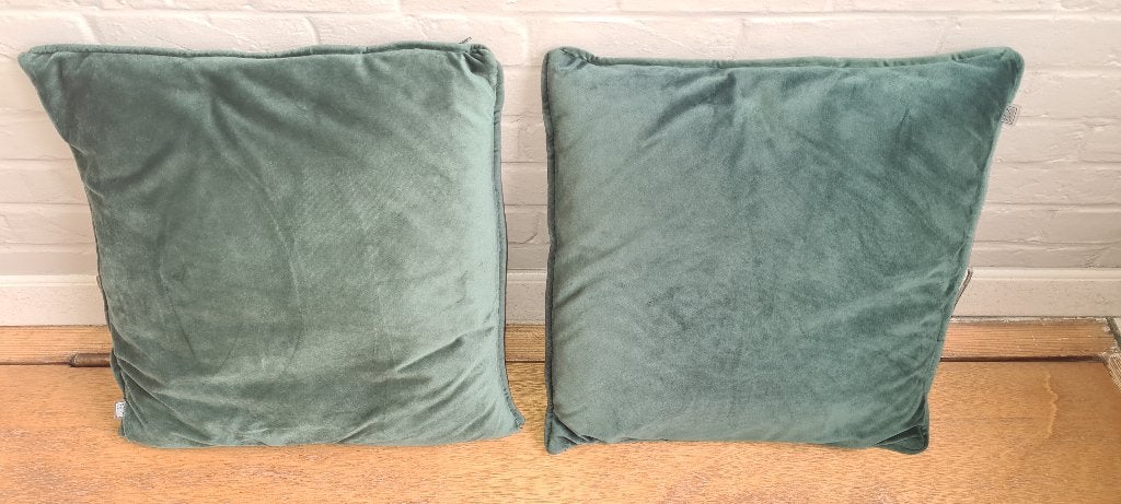 2 kussens groen, Ophalen of Verzenden, Zo goed als nieuw, Groen, Vierkant