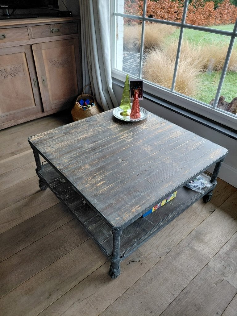 Grote salontafel op wieltjes van Riviera Maison, Huis en Inrichting, Ophalen, 50 – 75, Gebruikt, 50 tot 100 cm