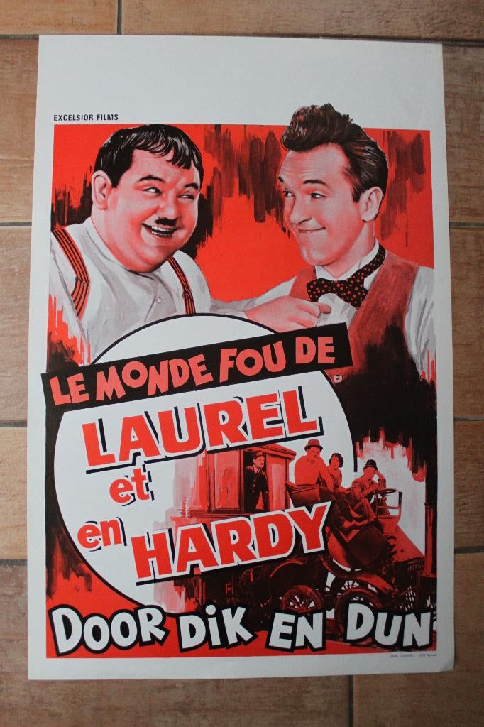 filmaffiche Laurel And Hardy door dik en dun filmposter, Verzamelen, Posters, Zo goed als nieuw, Film en Tv, A1 t/m A3, Rechthoekig Staand