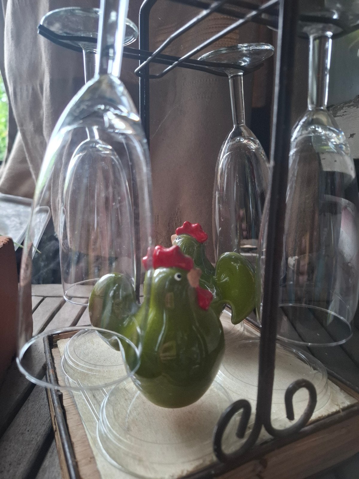 champagneglazen hanger + decoratieve kippen, Huis en Inrichting, Woonaccessoires | Stolpen, Ophalen