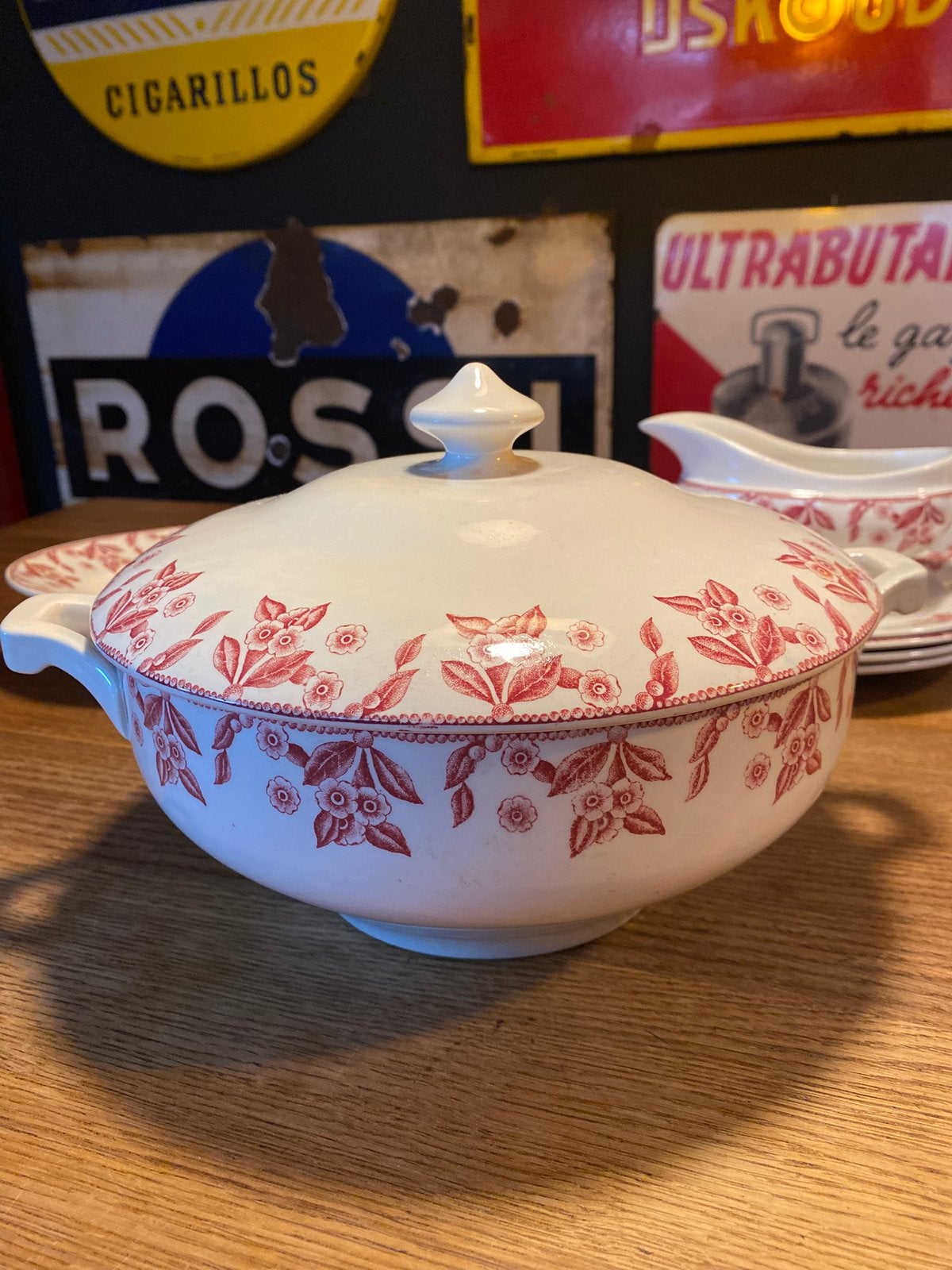 Kom met deksel van Boch, Dux, mooi rood, Ophalen of Verzenden