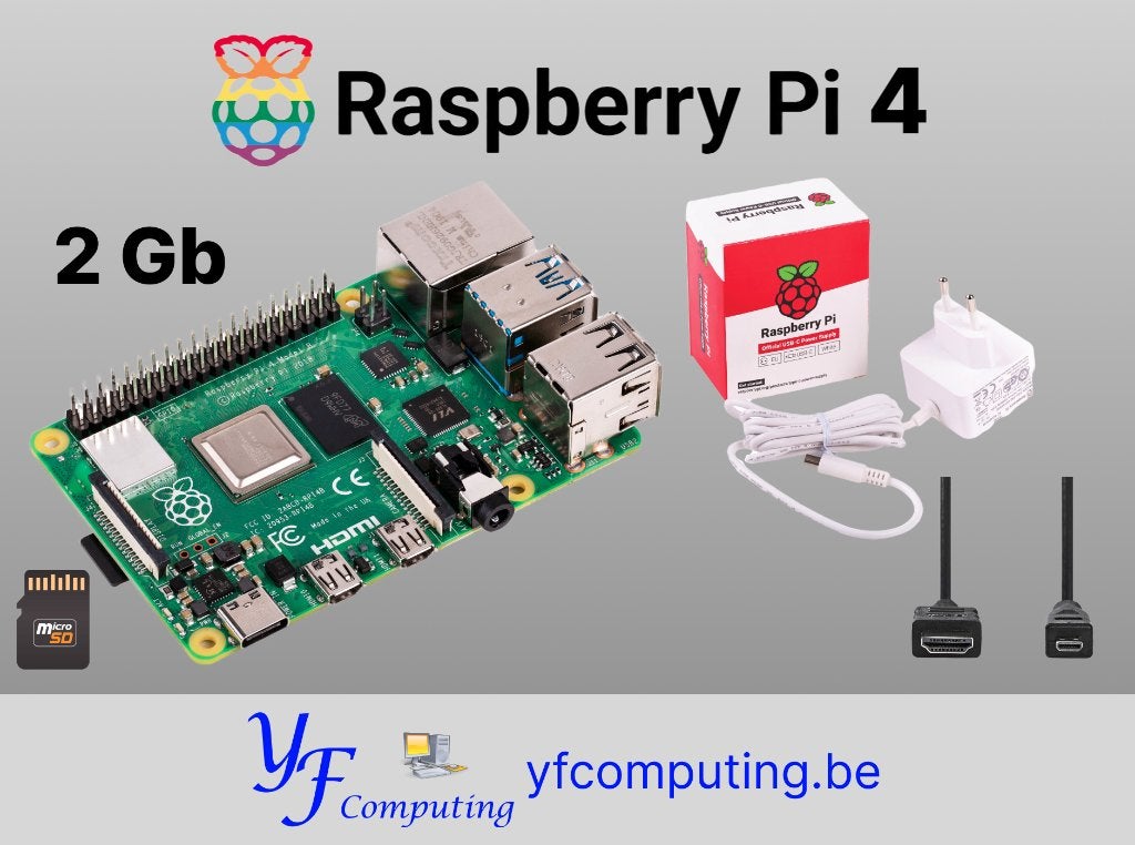 Kit Raspberry Pi 4 2 Go essentiel – Blanc – Neuf, Enlèvement ou Envoi, Neuf
