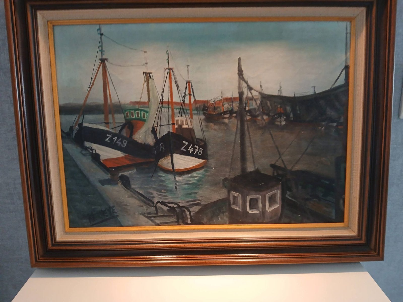 Schilderij Zeebrugse vissersboten, Ophalen, Olieverf