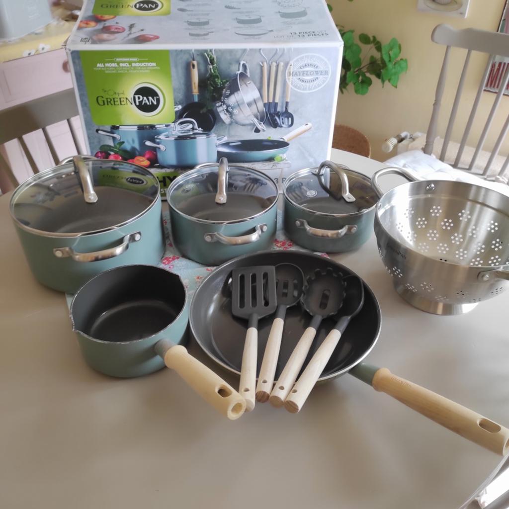 Green Pan kookpotten volledige set met vergiet etc.., Huis en Inrichting, Ophalen, Gebruikt, Pannenset, Keramische plaat