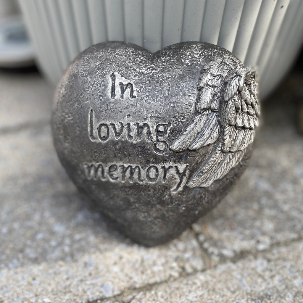 Handgemaakt herdenkingshart beton In Loving Memory, Tuin en Terras, Tuinbeelden, Verzenden, Nieuw, Beton, Overige typen