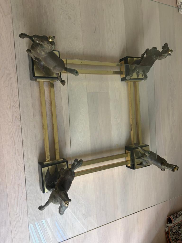 Salontafel met bronze paarden, Huis en Inrichting, Ophalen, Gebruikt, 50 tot 100 cm, 50 tot 75 cm