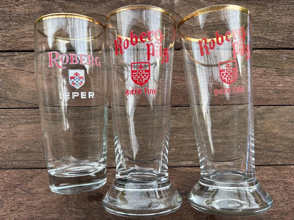Roberg Ieper, Verzamelen, Biermerken, Gebruikt, Glas of Glazen, Overige merken, Ophalen of Verzenden