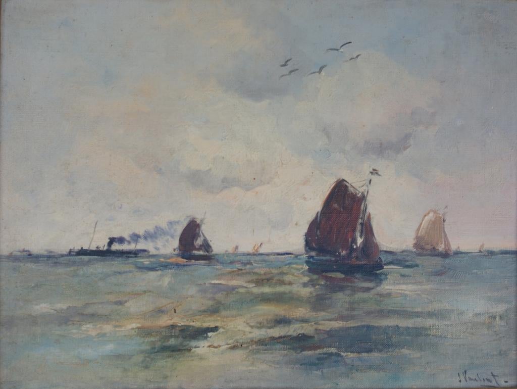 Louis Van Lint (19-20E): marine (O/D, 53 x 43 cm), Enlèvement ou Envoi