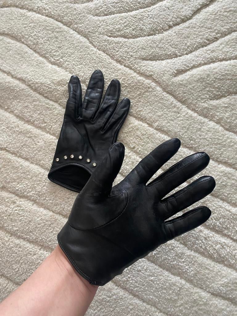 Lederen handschoen met strass, Ophalen, Gedragen, Maat 38/40 (M), Handschoenen