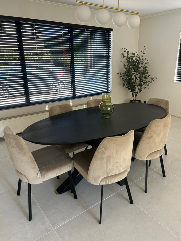 Zwarte tafel met 6 stoelen, Enlèvement, Utilisé, Ovale