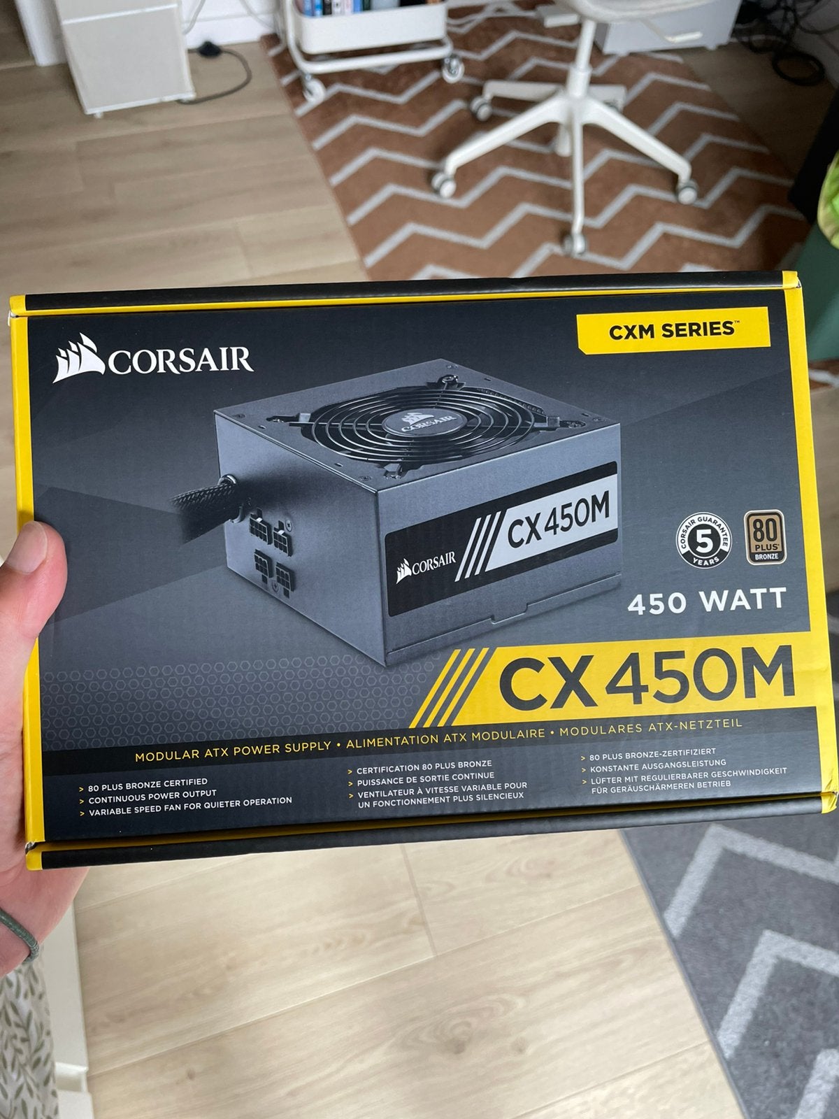 Corsair CX450M Voeding PC, Computers en Software, Interne voedingen, Ophalen of Verzenden, Zo goed als nieuw
