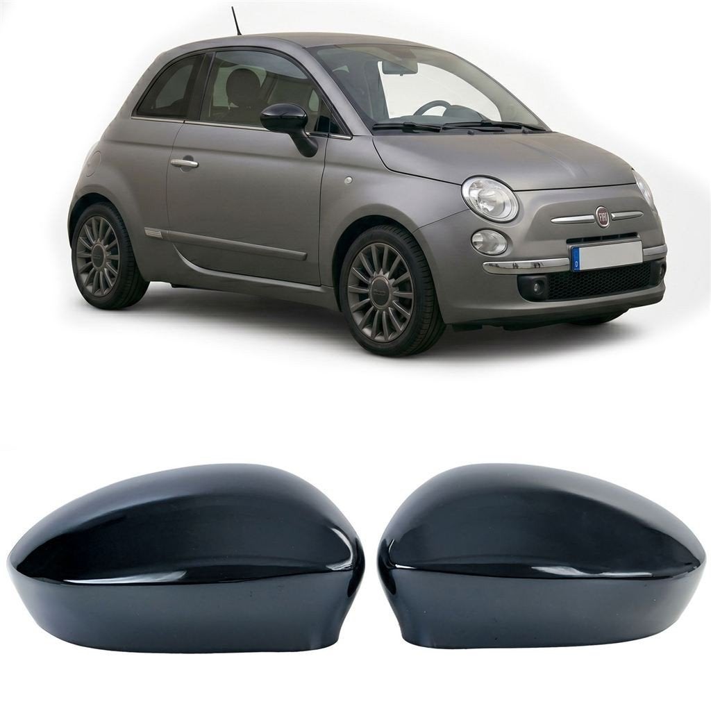 Spiegelkappen Voor Fiat 500 Glans Zwart 2007 t/m 2023, Envoi