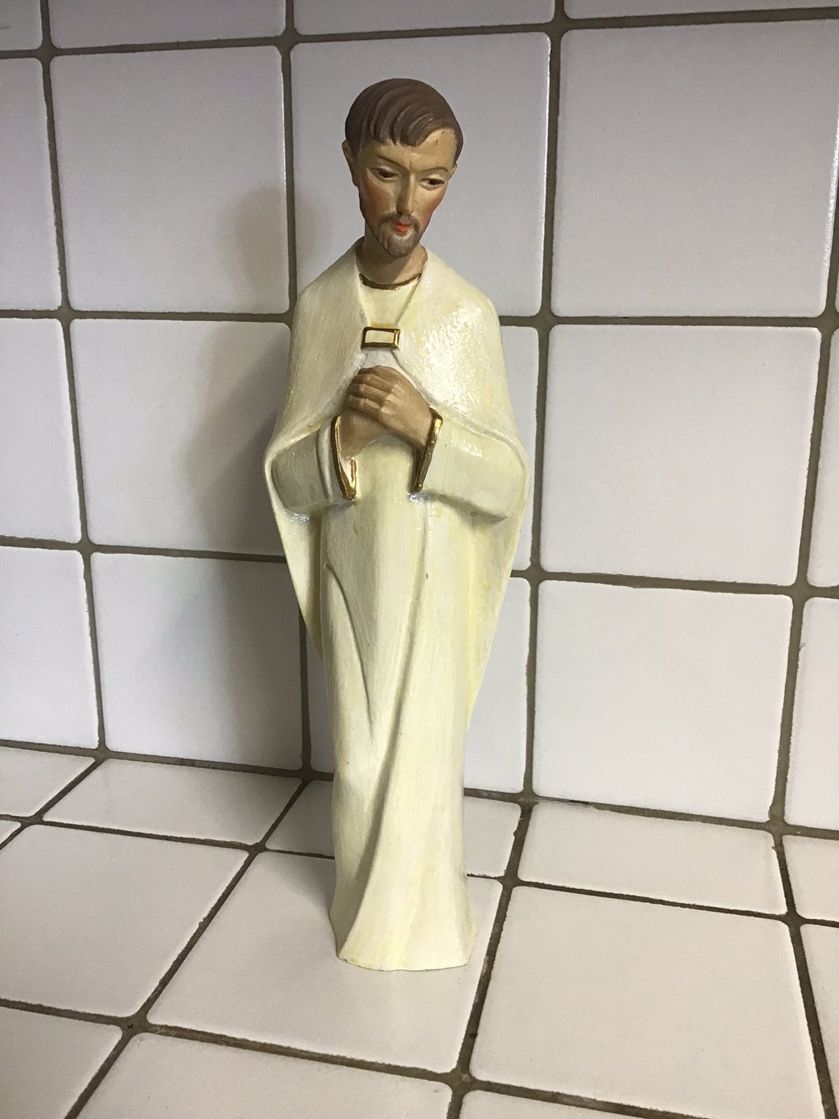 Vintage gipsen beeld heilige Sint Jozef, Antiek en Kunst, Ophalen of Verzenden