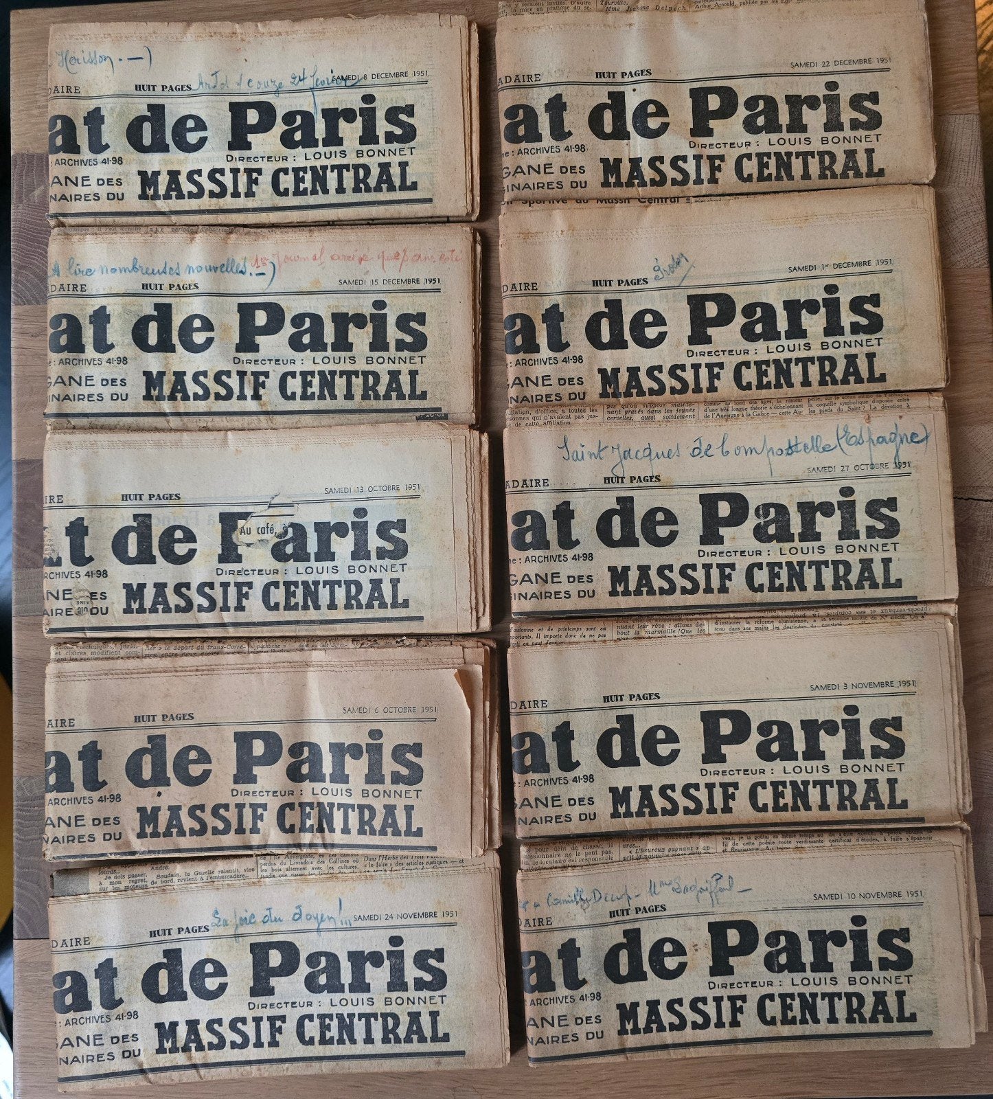 Lot de 14 vieux journaux français — Massif Central — 1936 e, Collections, Enlèvement ou Envoi, Journal