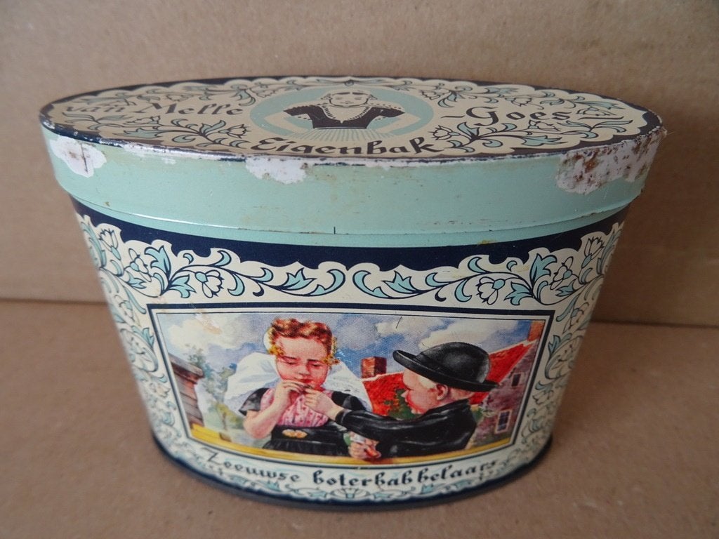 Vintage blik Van Melle Goes Eigenbak Zeeuwse boterbabbelaars, Verzamelen, Blikken, Ophalen of Verzenden, Gebruikt, Overige, Overige merken