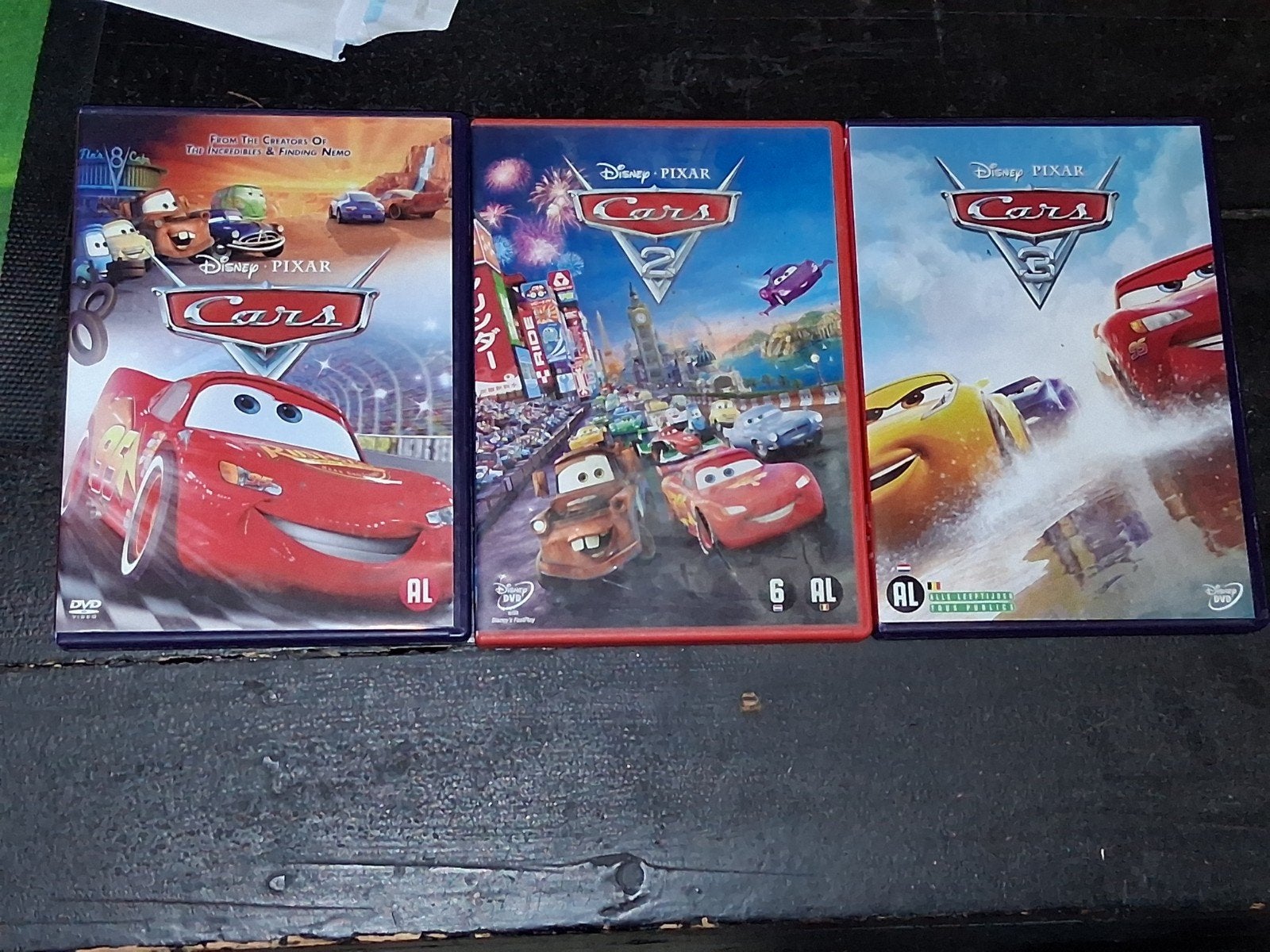 disney Pixar Cars, 1, 2 en 3 op dvd, Cd's en Dvd's, Tekenfilm, Nederlands, Ophalen of Verzenden, Zo goed als nieuw
