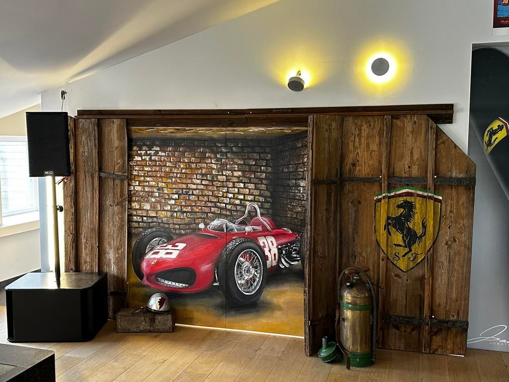 Ferrari poort schilderij met echt houten poort frame, Enlèvement