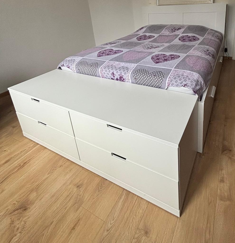 Lit ikea 160*200 + sommier + appuie + meuble tiroir, Enlèvement, Comme neuf