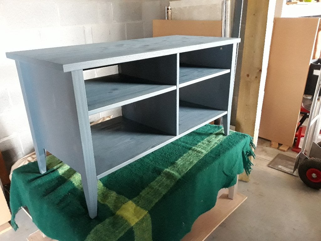 Ikea meuble TV en pin plein teinté bleu, Maison & Meubles, Enlèvement, Neuf, Pin