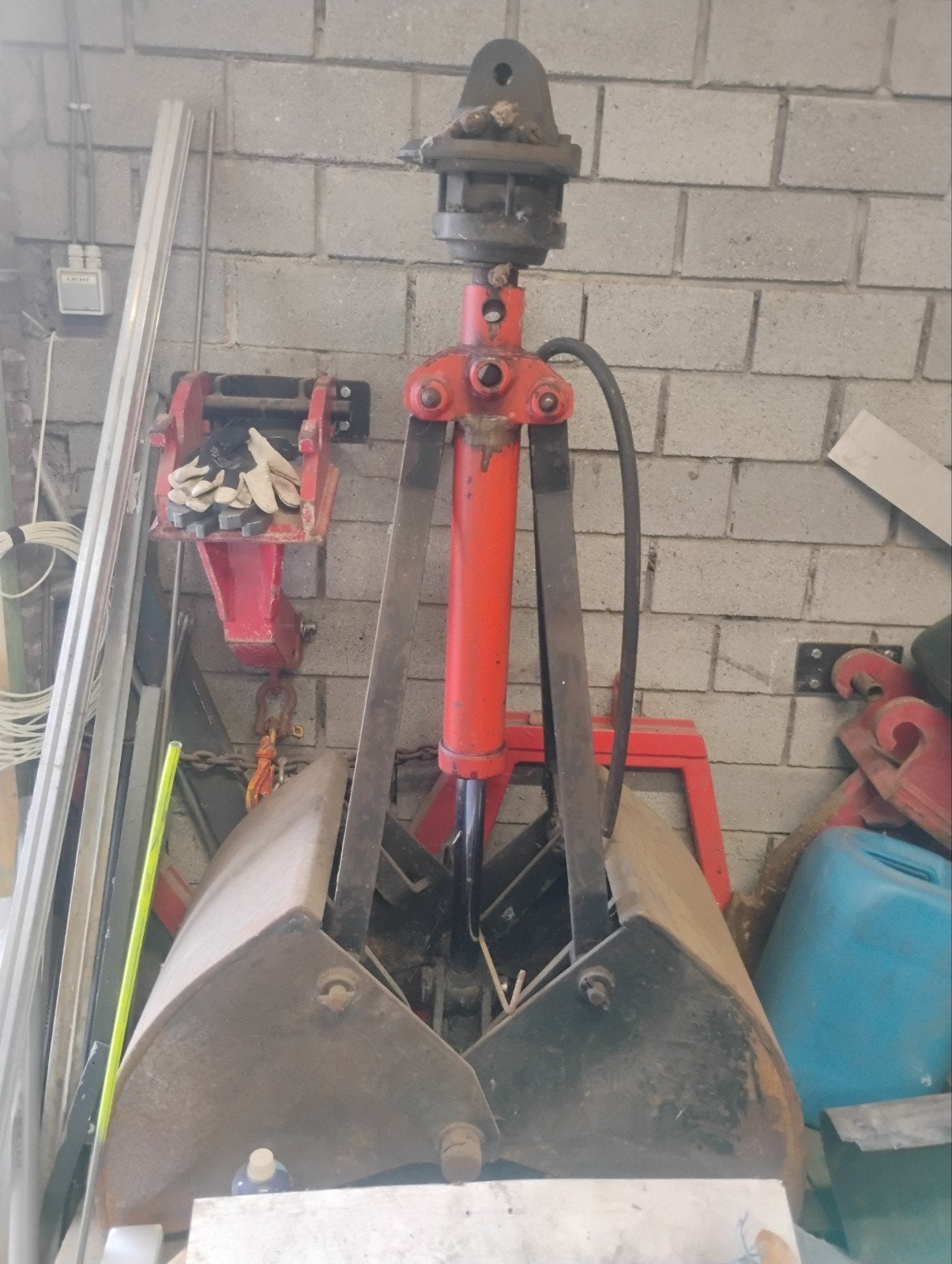 knijperbak eventueel met rotorkop voor graafmachine, Enlèvement