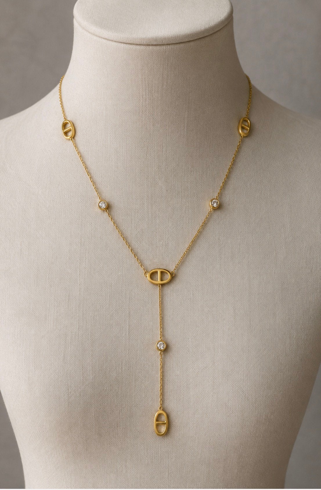 Y-halsketting voor dames Marine Mesh Coffee Bean roestvrij, Overige materialen, Verzenden, Goud, Verstelbaar
