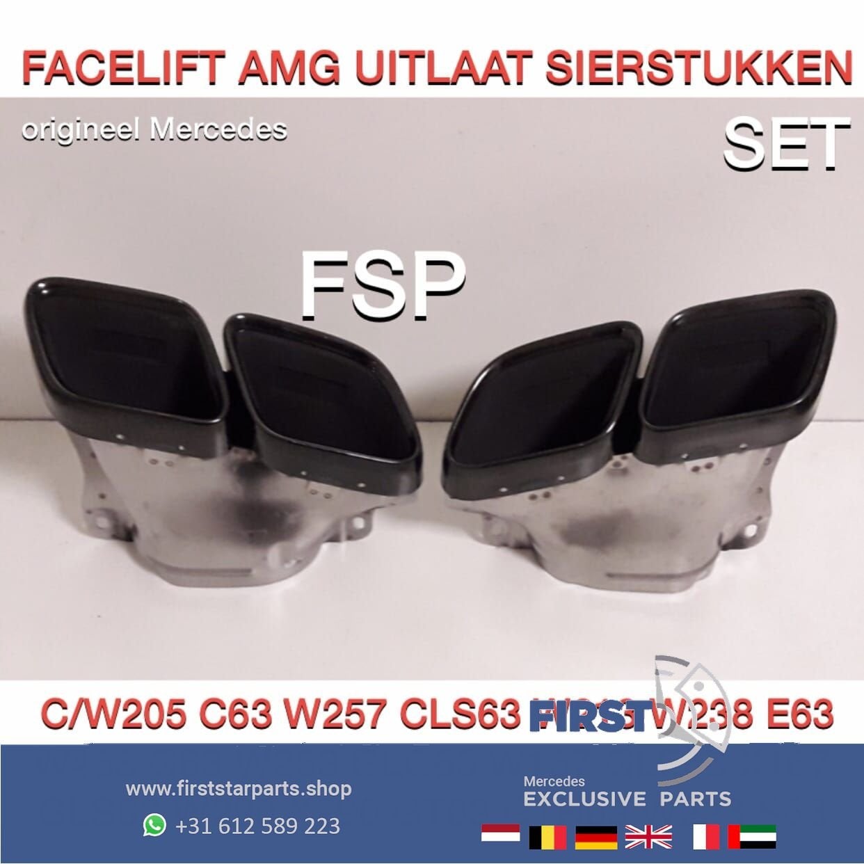 W223 S63 AMG UITLAAT SIERSTUKKEN SET ZWART ORIGINEEL Mercede, Utilisé, -, -, Enlèvement ou Envoi