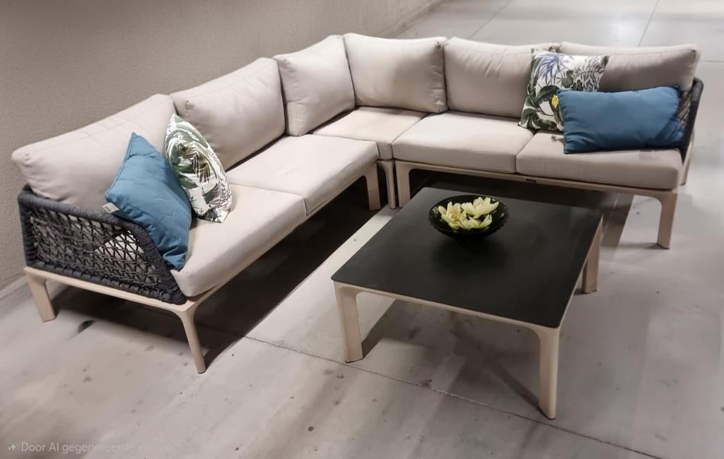 Loungeset nieuw in doos, Jardin & Terrasse, Ensembles de jardin, Neuf, Sets de jardin, Aluminium, 5 places, Table d'appoint, Enlèvement