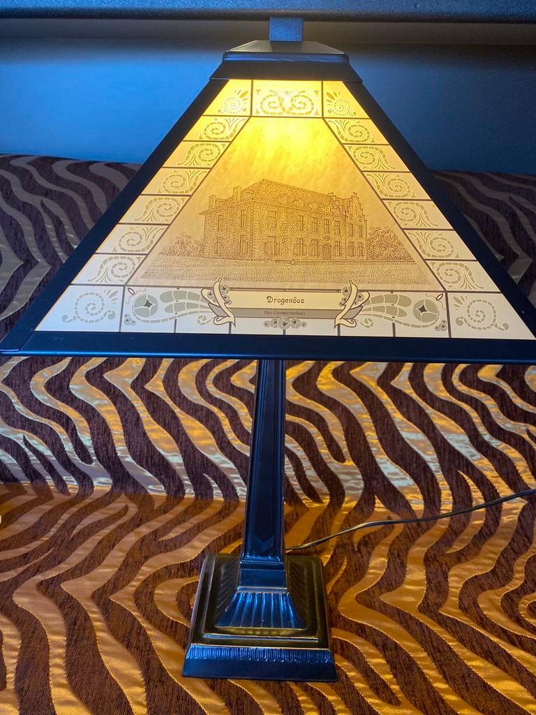Lampe de Table H 58cm L 32cm verre et metal Drogenbos, Enlèvement, Comme neuf, Verre