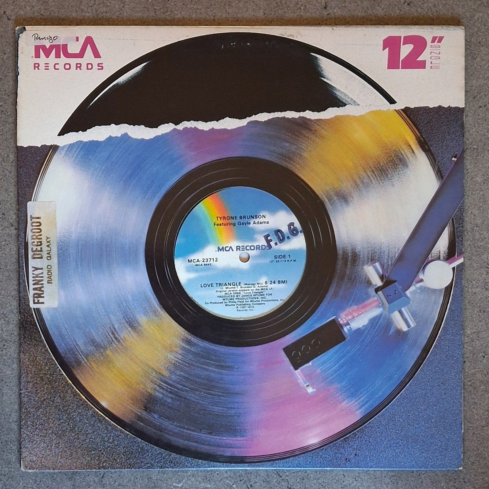 Tyrone Brunson Featuring Gayle Adams: Love Triangle (12"), Pressage original, Enlèvement ou Envoi