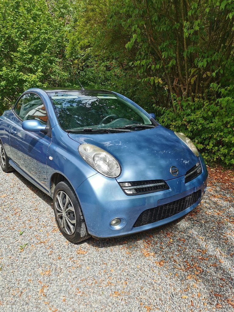 Nissan Micra Cabriolet blauw 2006, Auto's, Voorwielaandrijving, 4 zetels, Stof, Zwart