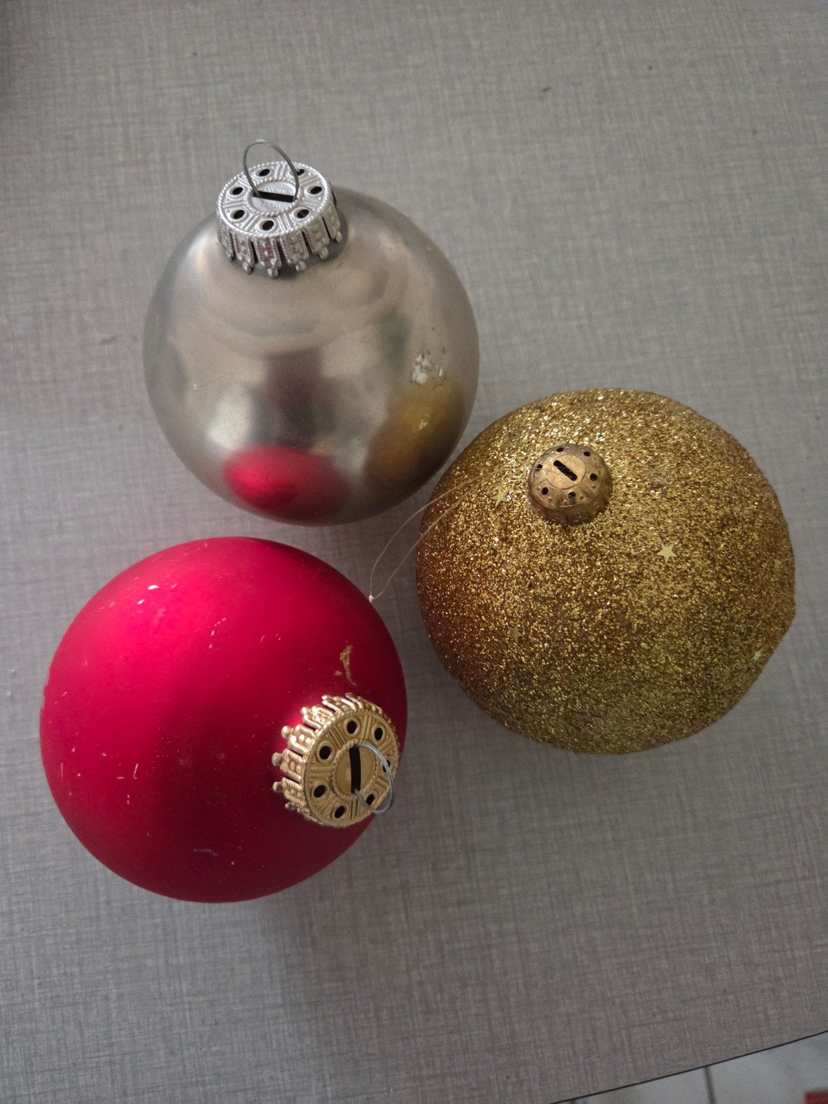 3 boules de Noël vintage en verre., Enlèvement ou Envoi, Utilisé