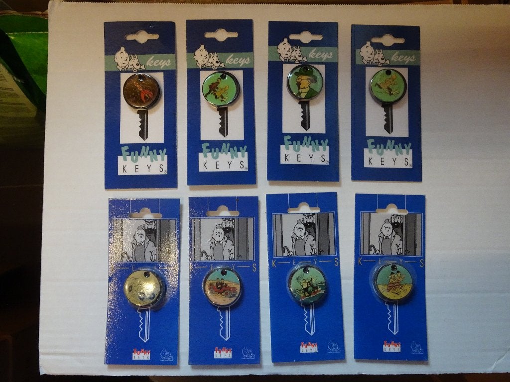 8 grappige sleutels Kuifje - Hergé, Verzamelen, Ophalen of Verzenden, Kuifje, Nieuw, Plaatje, Poster of Sticker