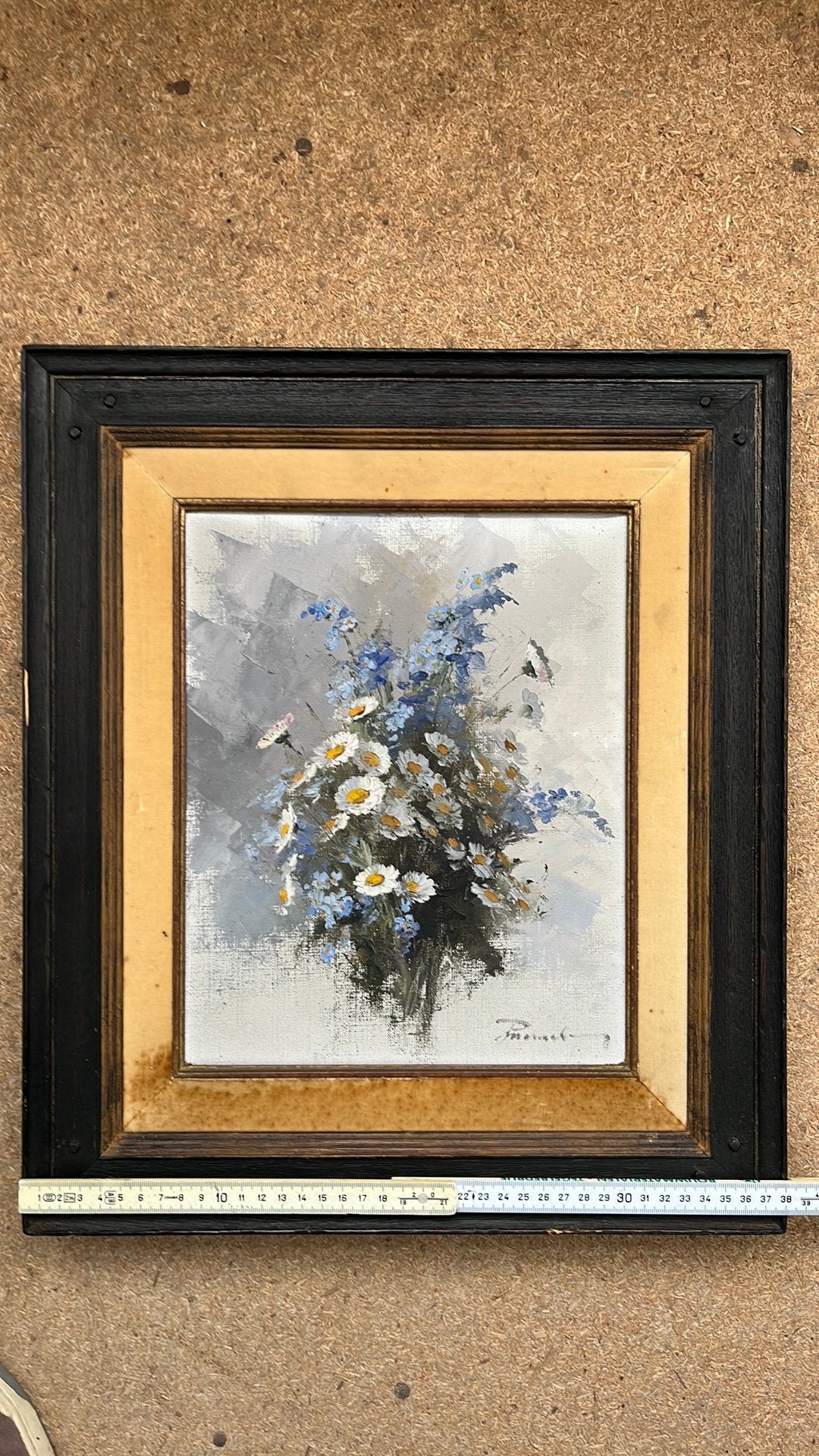 Peinture, Antiquités & Art, Enlèvement ou Envoi, Peinture à l'huile, Cadre spécial, Fleurs
