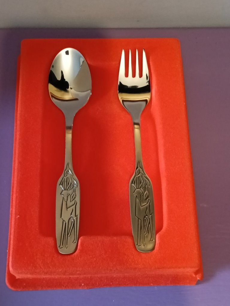Vintage kinderbestek: reppel., Couverts pour enfants, Enlèvement ou Envoi, Autres marques, Inox ou Chrome