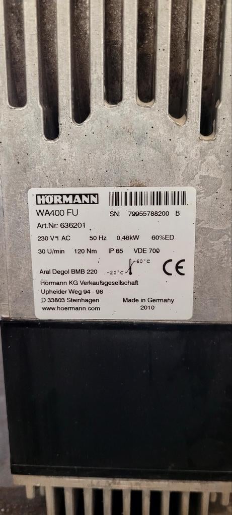 Hormann motor en stuurkast, Ophalen