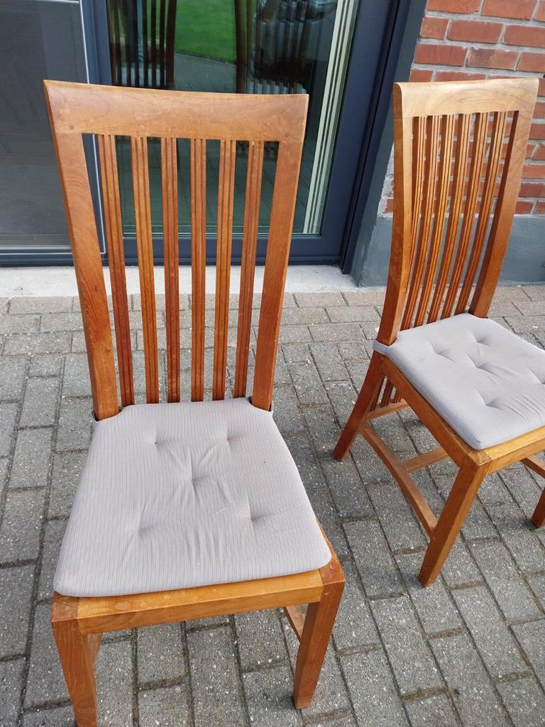 4 houten stoelen. Teak, Ophalen, Hout