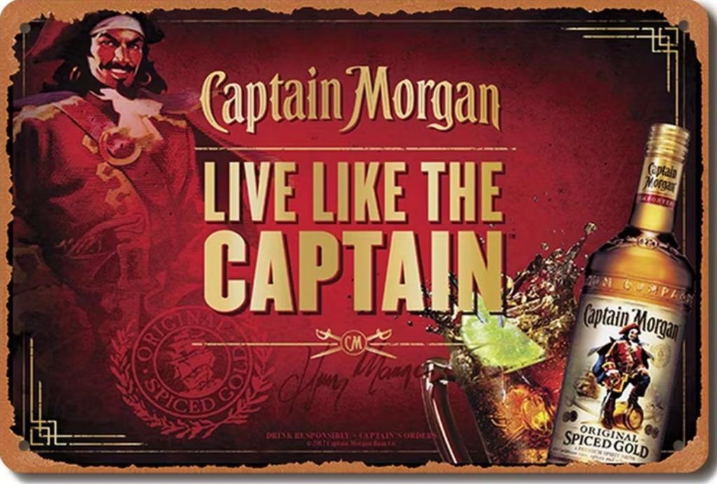 Panneau en métal Captain Morgan - vintage rétro mancave, Enlèvement ou Envoi, Neuf, Panneau publicitaire