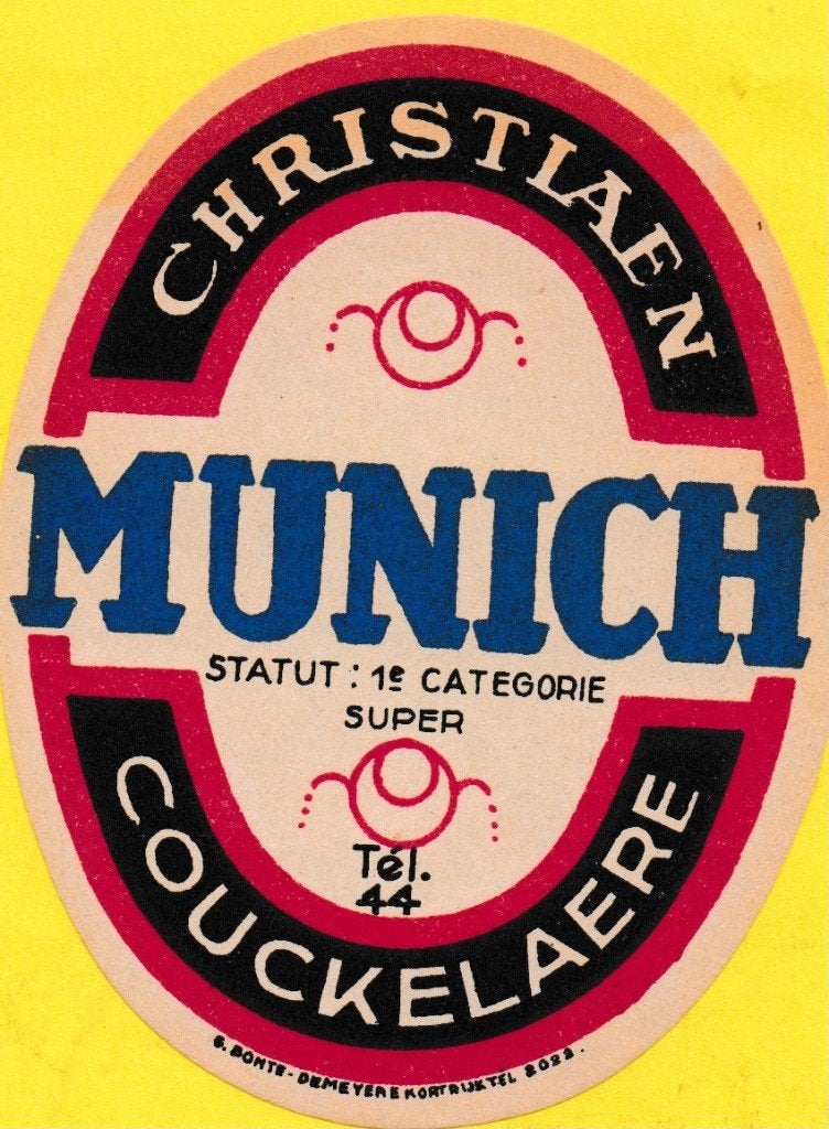 Etiquette  Christiaen Munich Couckelaere, Verzamelen, Ophalen of Verzenden