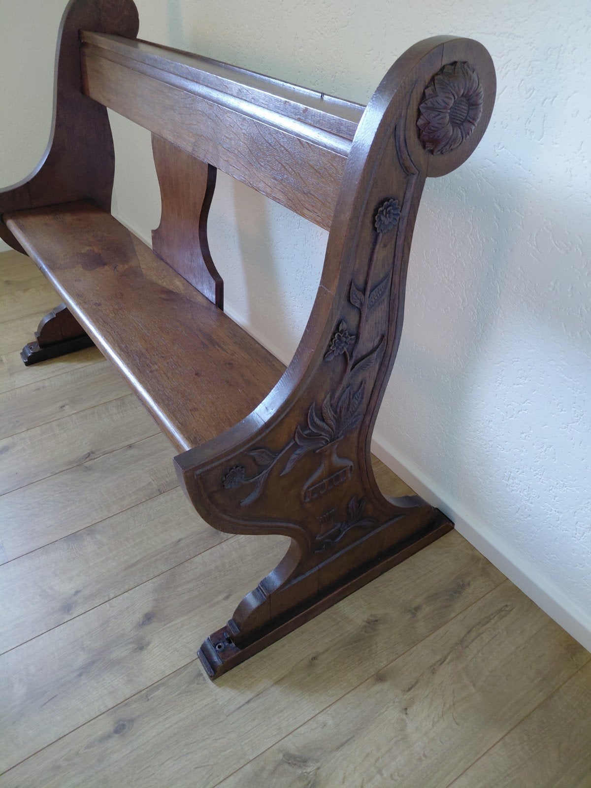 Prachtige antieke eiken houten bank, Antiek en Kunst, Ophalen