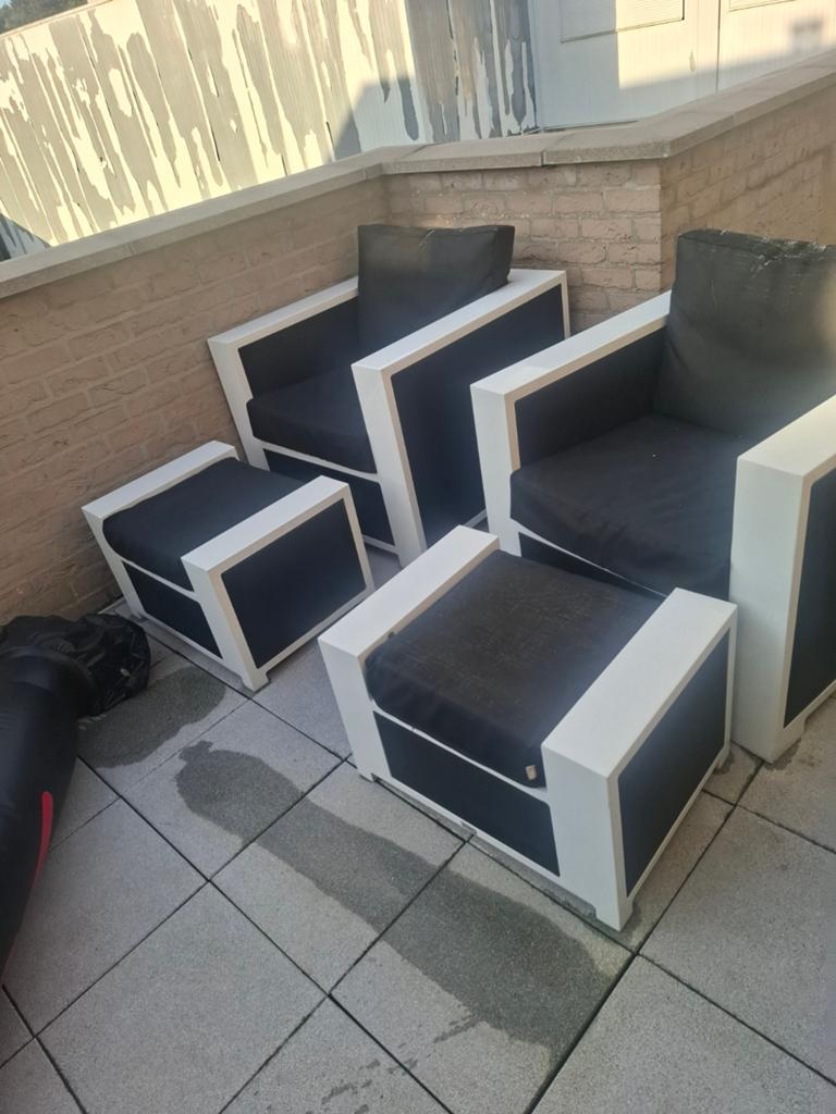 2 aluminum lounge zetels met voetbank van Top merk Life, Tuin en Terras, Ophalen